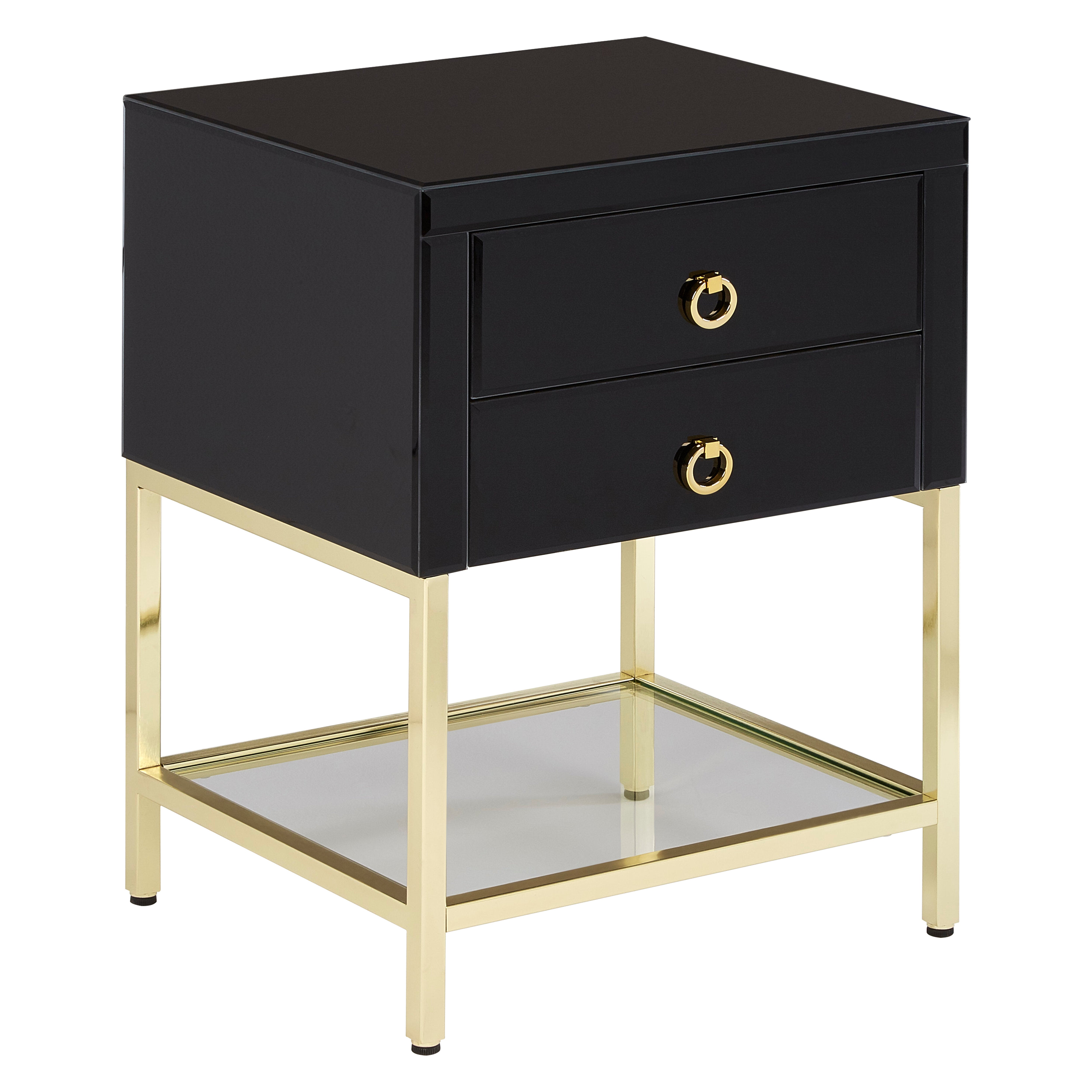 Candace Townhouse Black Side Table | 2 Drawers